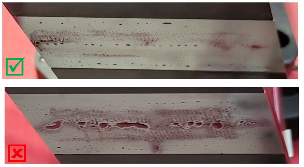 llustrations of SAMBA G3L printhead nozzle wetting phenomena experienced with alternative configurations