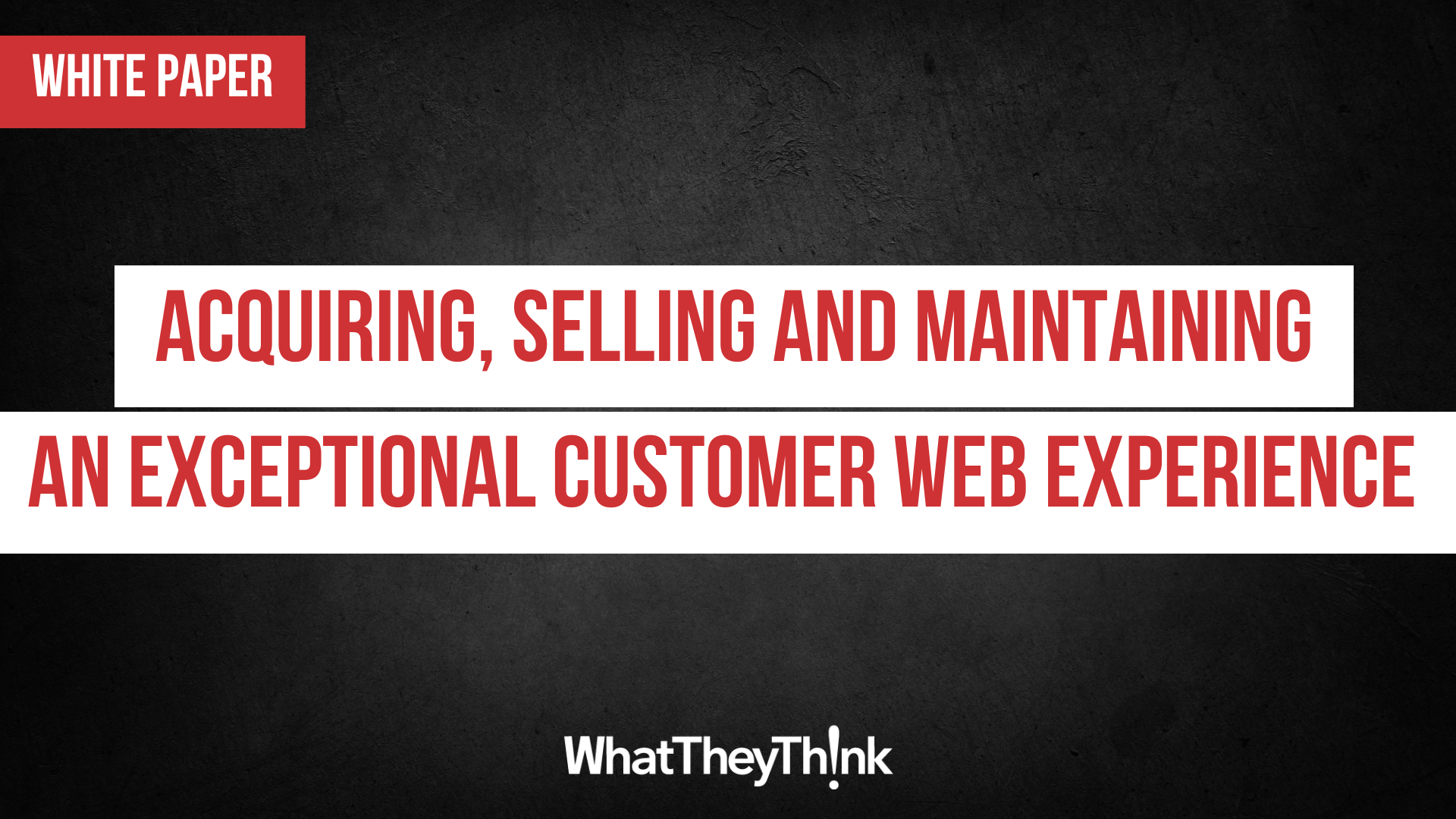 Acquiring, Selling and Maintaining an Exceptional Customer Web Experience<